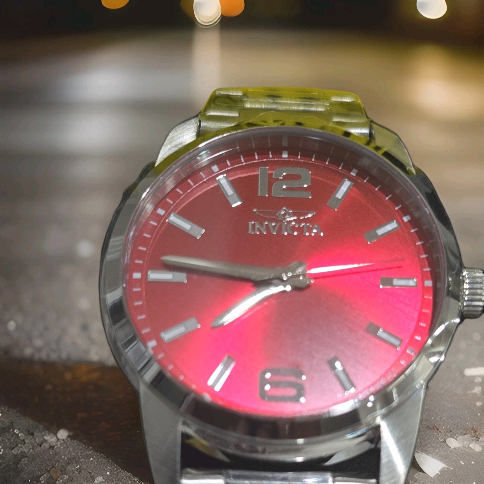 Invicta Men’s Watch Celestial Red Dial Silver Stainless Steel Bracelet 48496