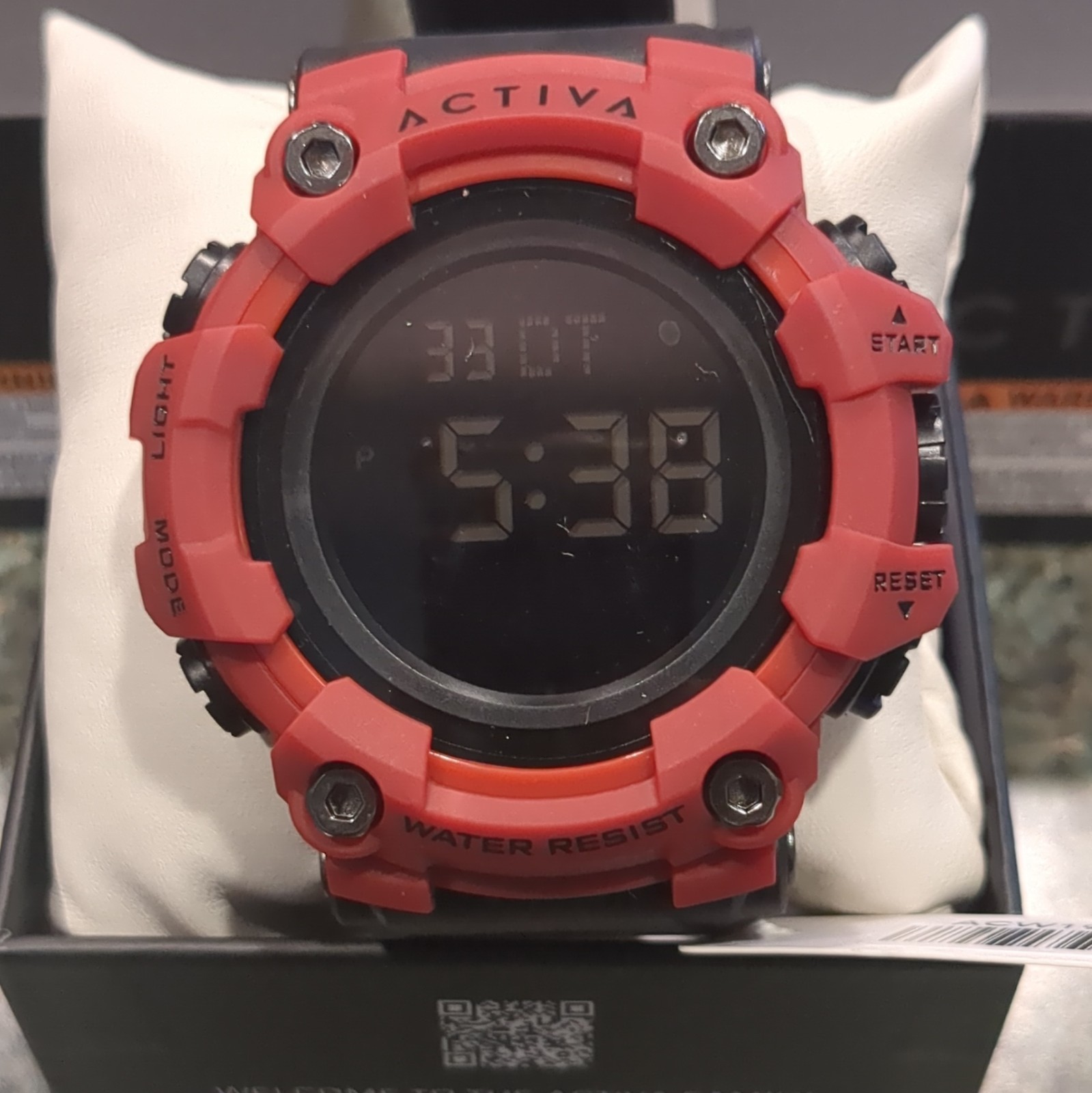 Activa Hexstrike X Invicta 56mm Digital Sport Qrtz Red/Black Resin Case w/ Box