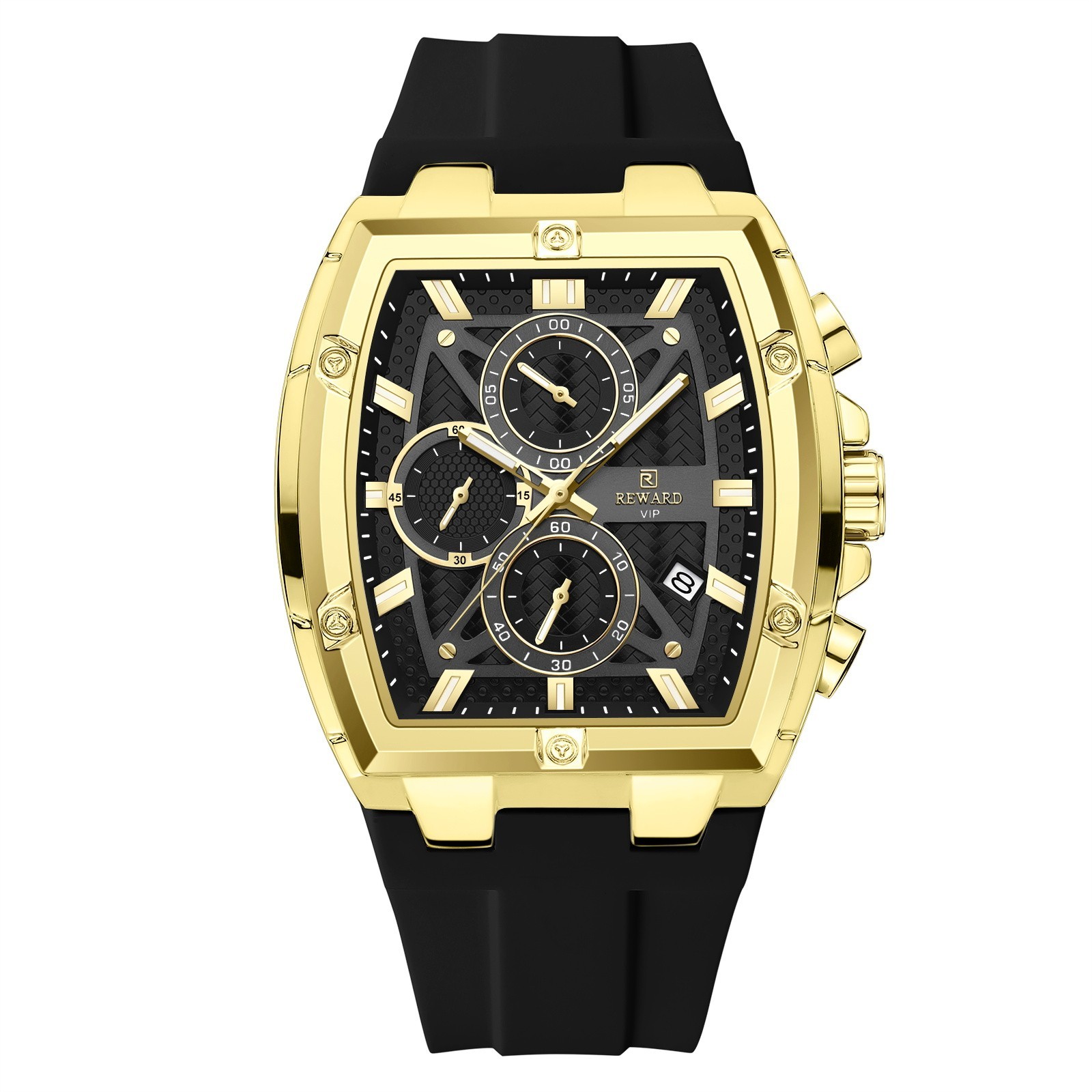REWARD Men’s Tonneau Multifunction Chronograph Luminous Calendar Quartz Watch