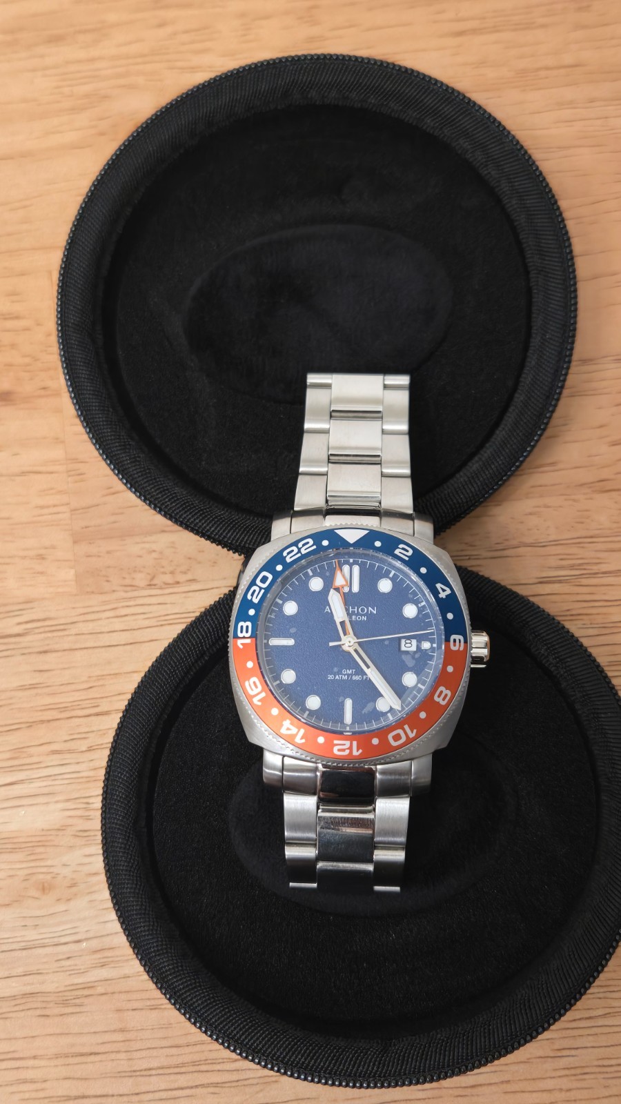 Archon Galleon GN03 GMT Dive Watch, Blue/Red “Pepsi” Bezel, NEVER WORN