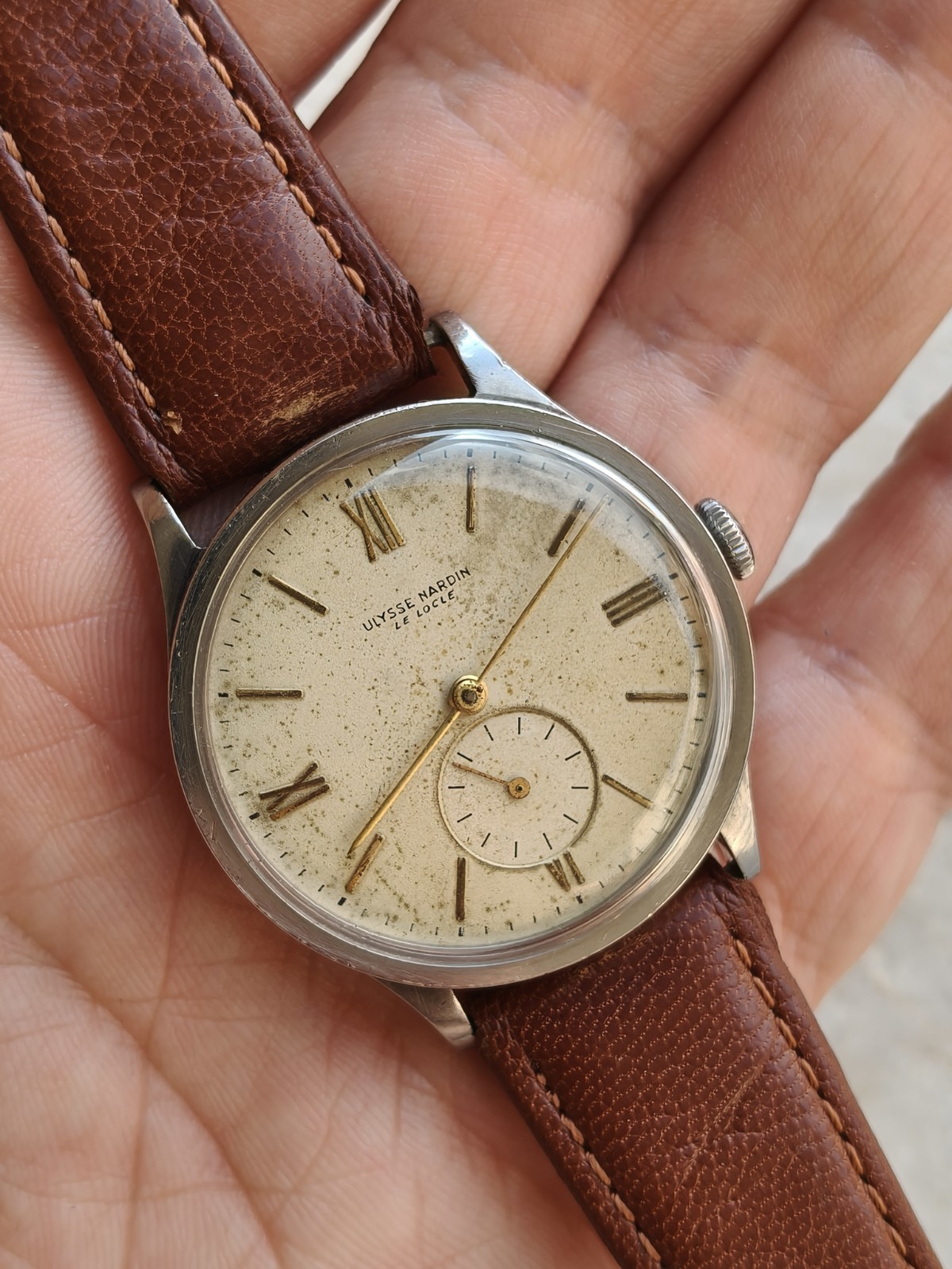 30s ULYSSE NARDIN CALATRAVA OVERSIZE STEEL CASE 37.5mm RARE VINTAGE WATCH WATCHES