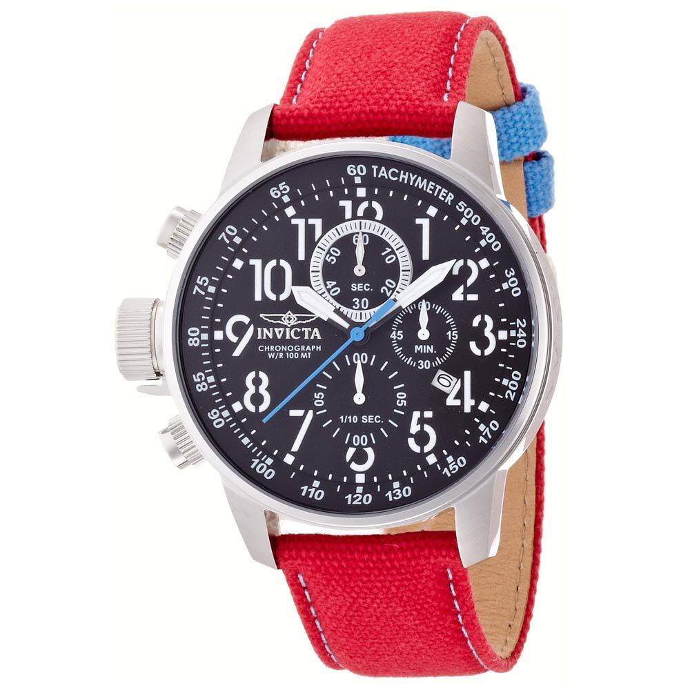 Invicta 12070 Men’s I-Force Lefty Red Fabric & Leather Strap Chronograph Watch