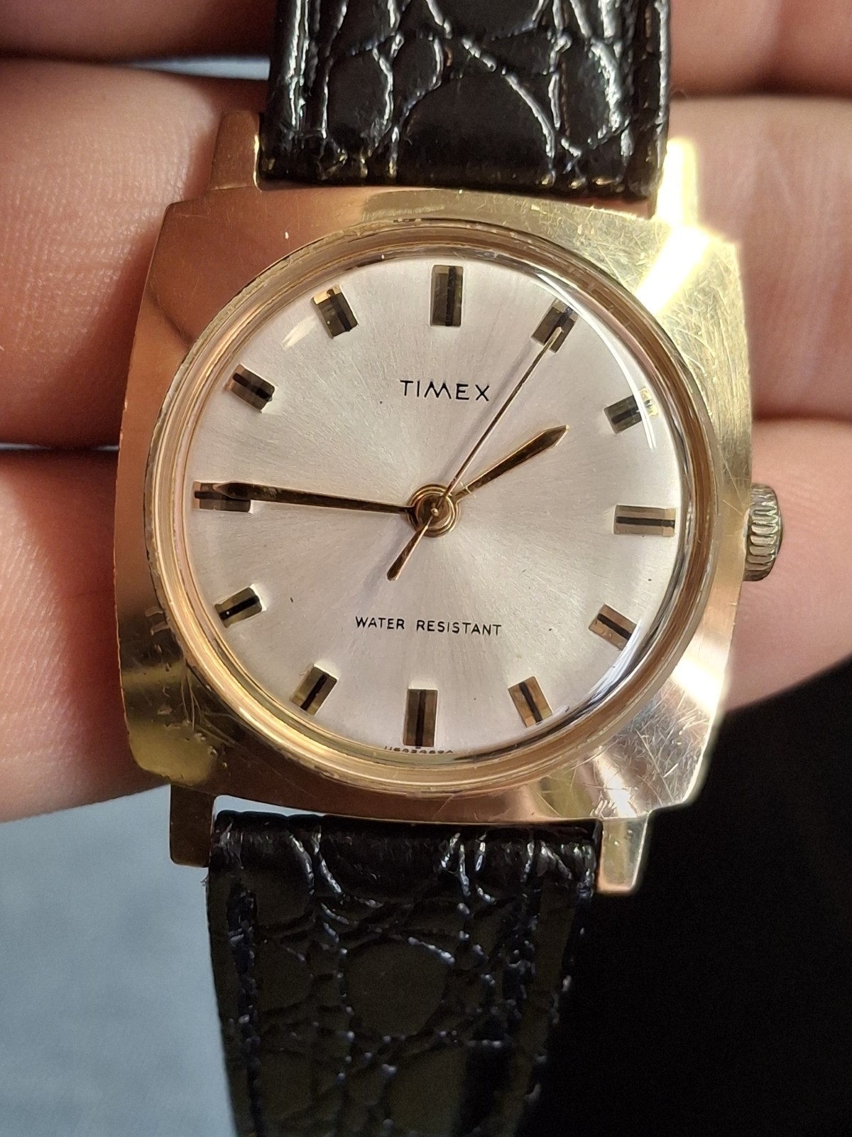 Timex Sprite 1969 Gold Tone Square Case Mens Vintage 1960s Mechanical…