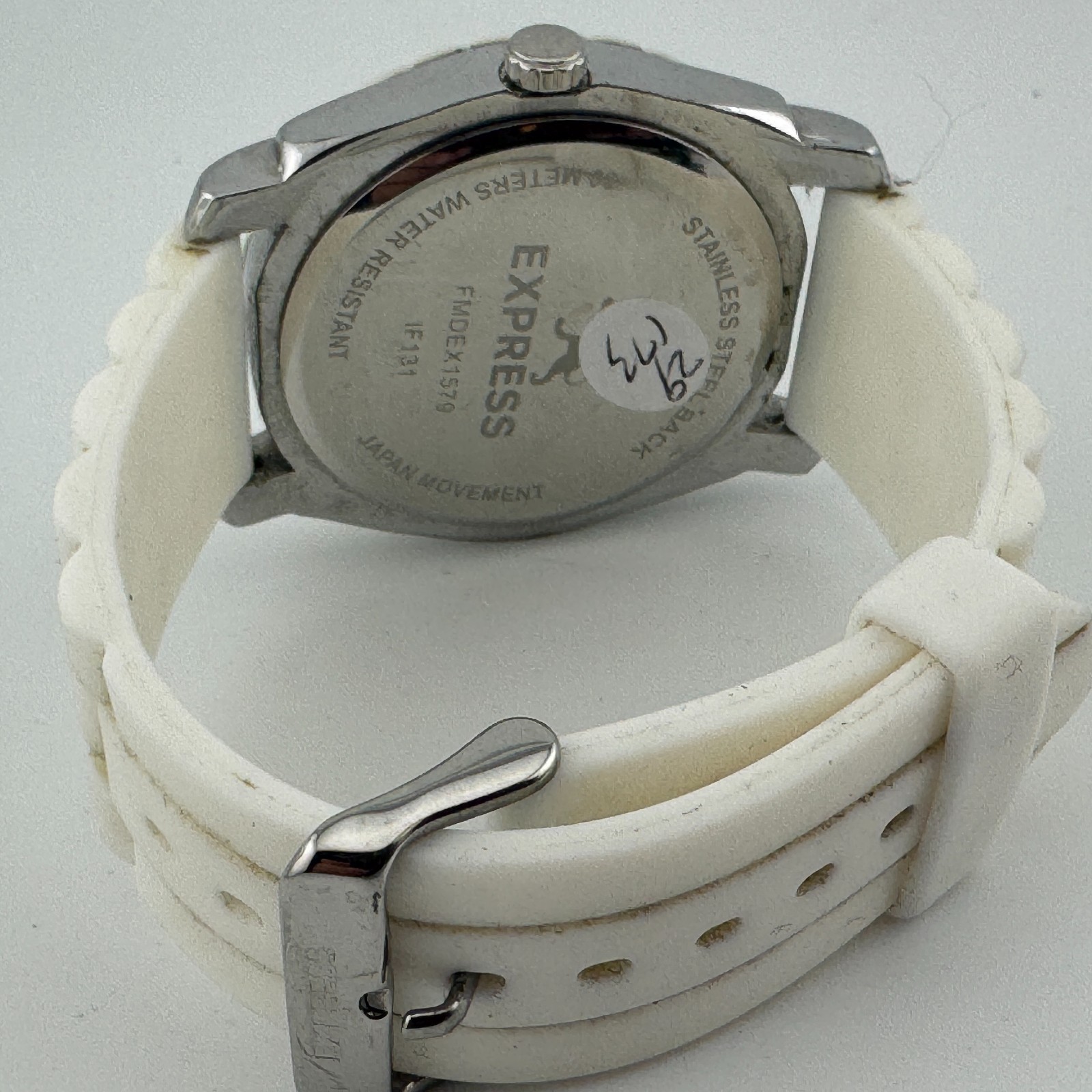 Express Quartz Watch Men Silver White Japan Movt Fixed Bezel Day Date New Batter