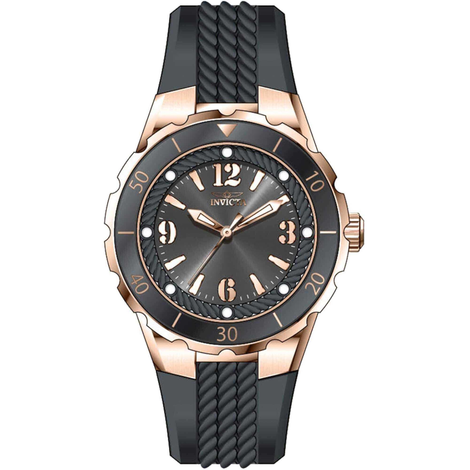 Invicta Women’s Watch Angle Quartz Charcoal Dial Silicone Rubber Strap 40310