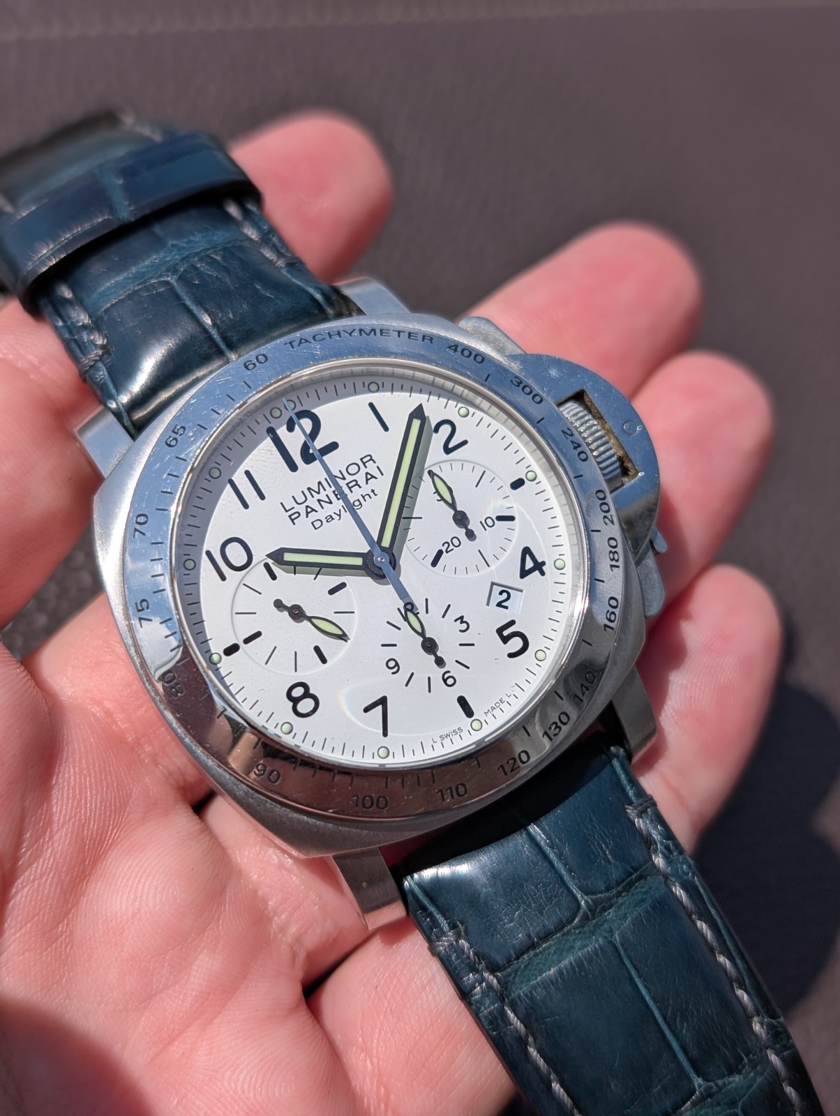 Panerai Luminor Daylight Chrono White Dial PAM00188 With Box & Papers