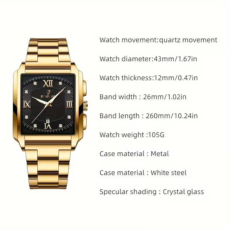 1pc New Rectangular Steel Strap Simple Sports Outdoor Calendar Black