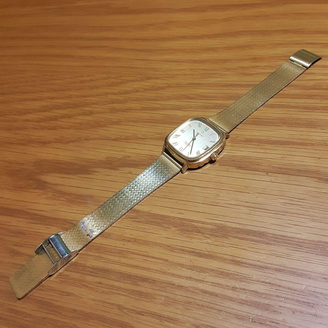Working Eterna Quartz 4000 Gold Date Mens Watch 35mm Case Free Size Silver Back
