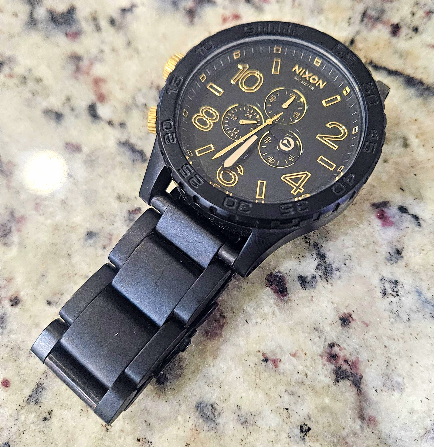 Nixon The 51-30 Chrono 51mm Black/Gold Dial 300m Quartz Chronograph Watch