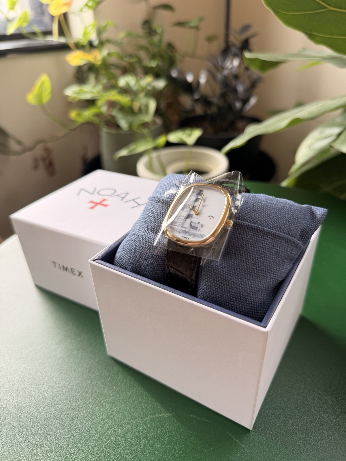 Timex x Noah Lighthouse Quartz Analog Gold Case Black Leather Strap w/ Box