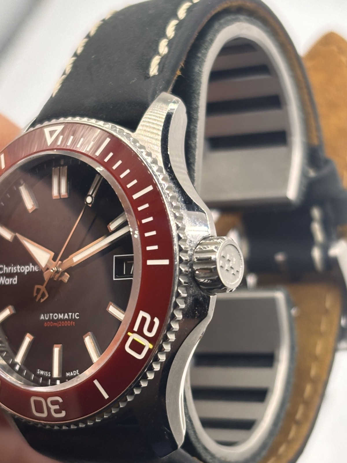 Christopher Ward C60 Trident Pro 600 Mk3 red bezel 38mm (01/2021) WH1396H