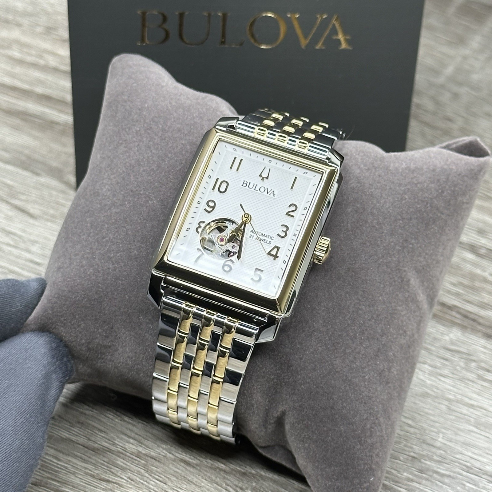 NEW✅AUTOMATIC✅ Bulova Sutton Rectangle Two-Tone 33mm Men’s Watch 98A308 $595