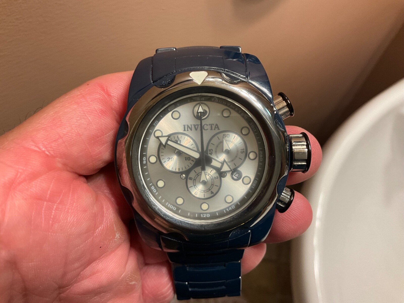 INVICTA SWISS QUARTZ CHRONOGRAPH SOLID BLUE TUNGSTEN AND CERAMIC MODEL 0316 LQQK