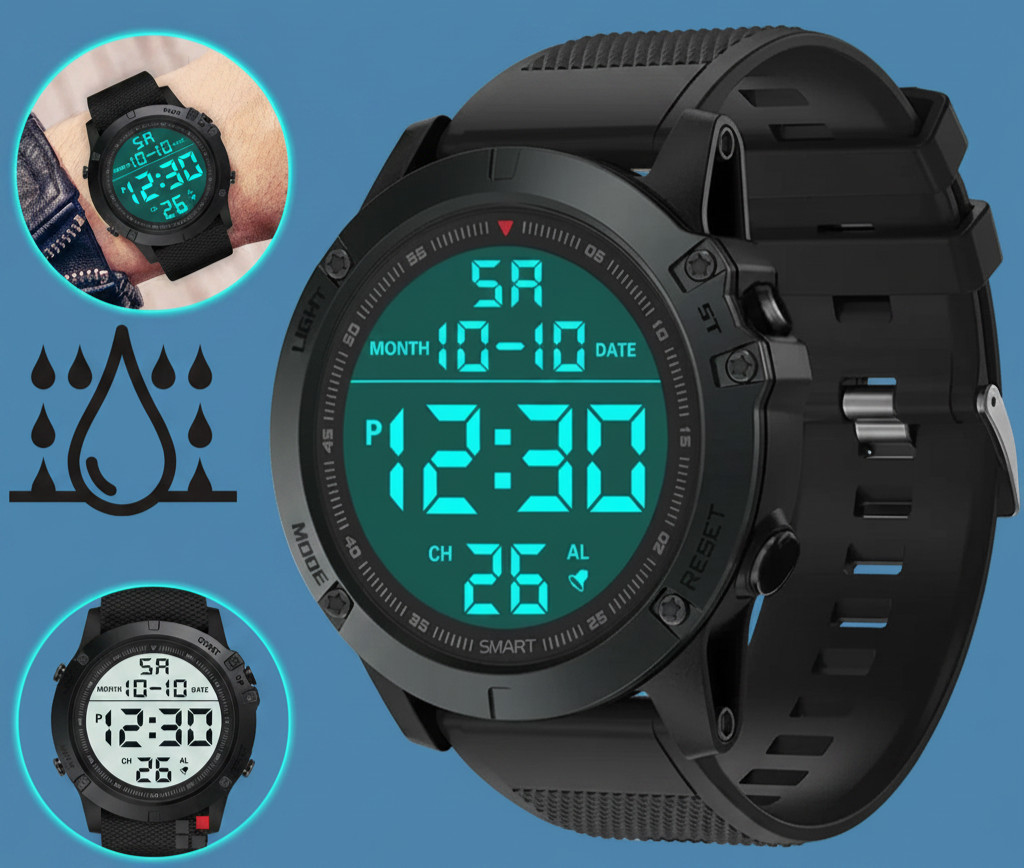 Waterproof Digital Sports Watch Military Tactical LED Backlight Wristwatch Men