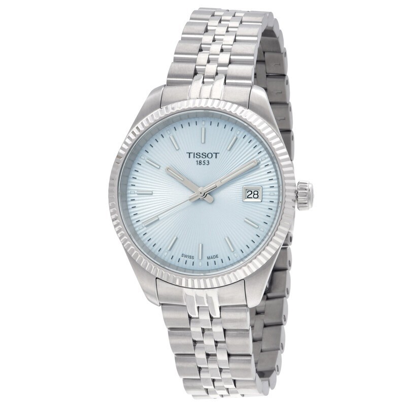 Tissot Ballade Quartz Ice Blue 34mm Watch w/ Original Box, Links & Warranty