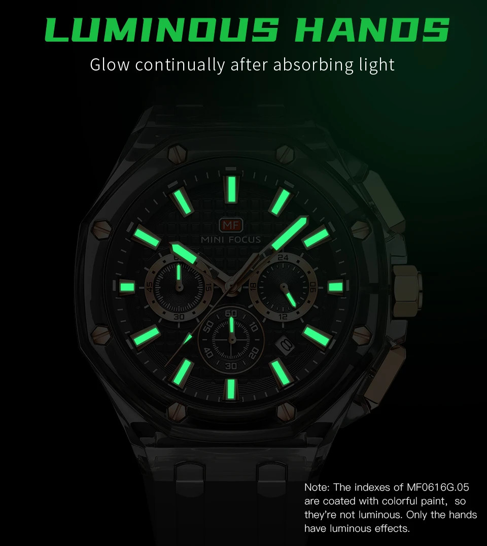 Multifunctional Men’s Transparent Case Quartz Watch Waterproof Luminous 0616G