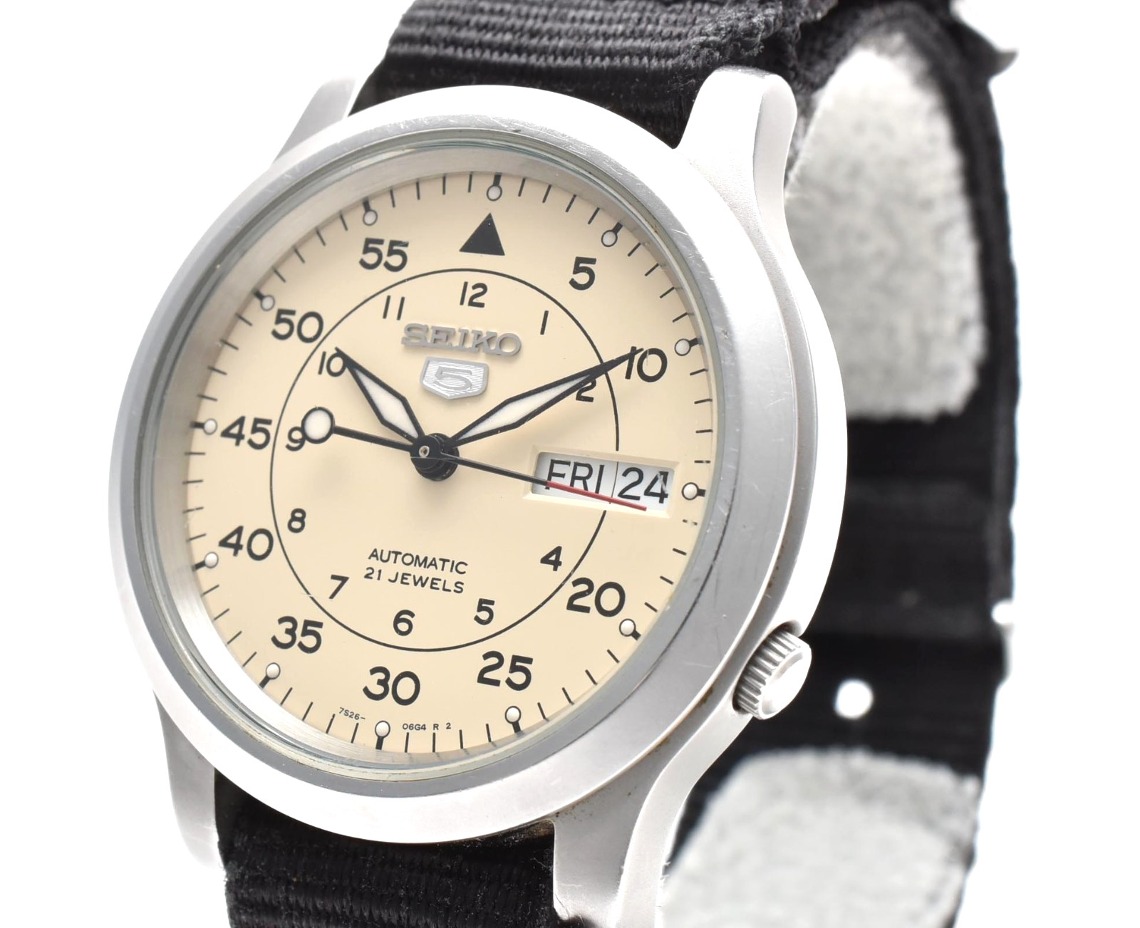 SEIKO 5 7S26-02J0 Beige Dial Day Date Automatic 37mm Men’s Watch JAPAN