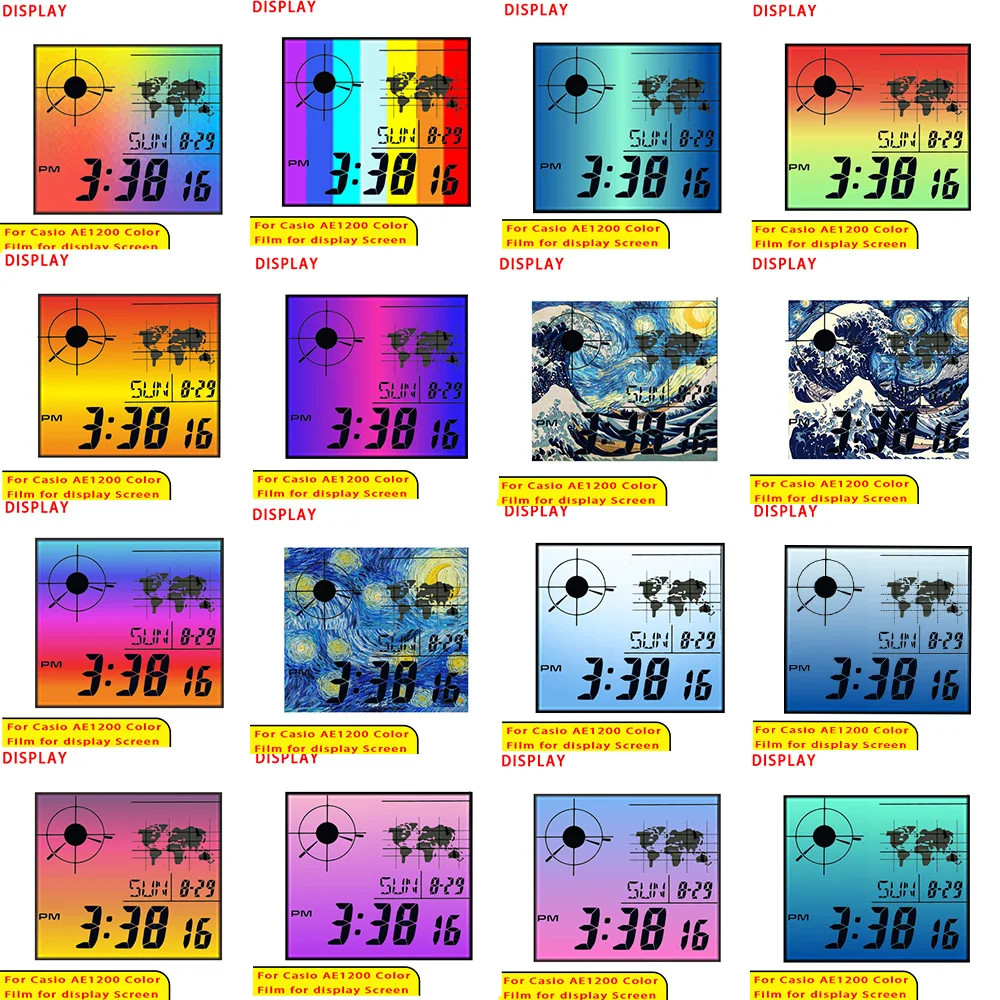 42 Style Display Color Screen Filter for Casio AE1200 Display HD Gradient Filter