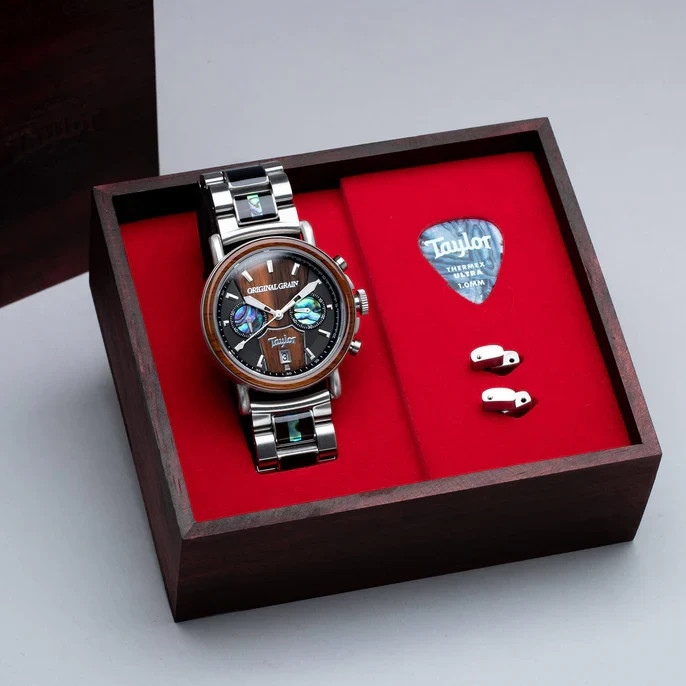 Original Grain Taylor Guitars Ebony Chrono 44mm MSRP $399