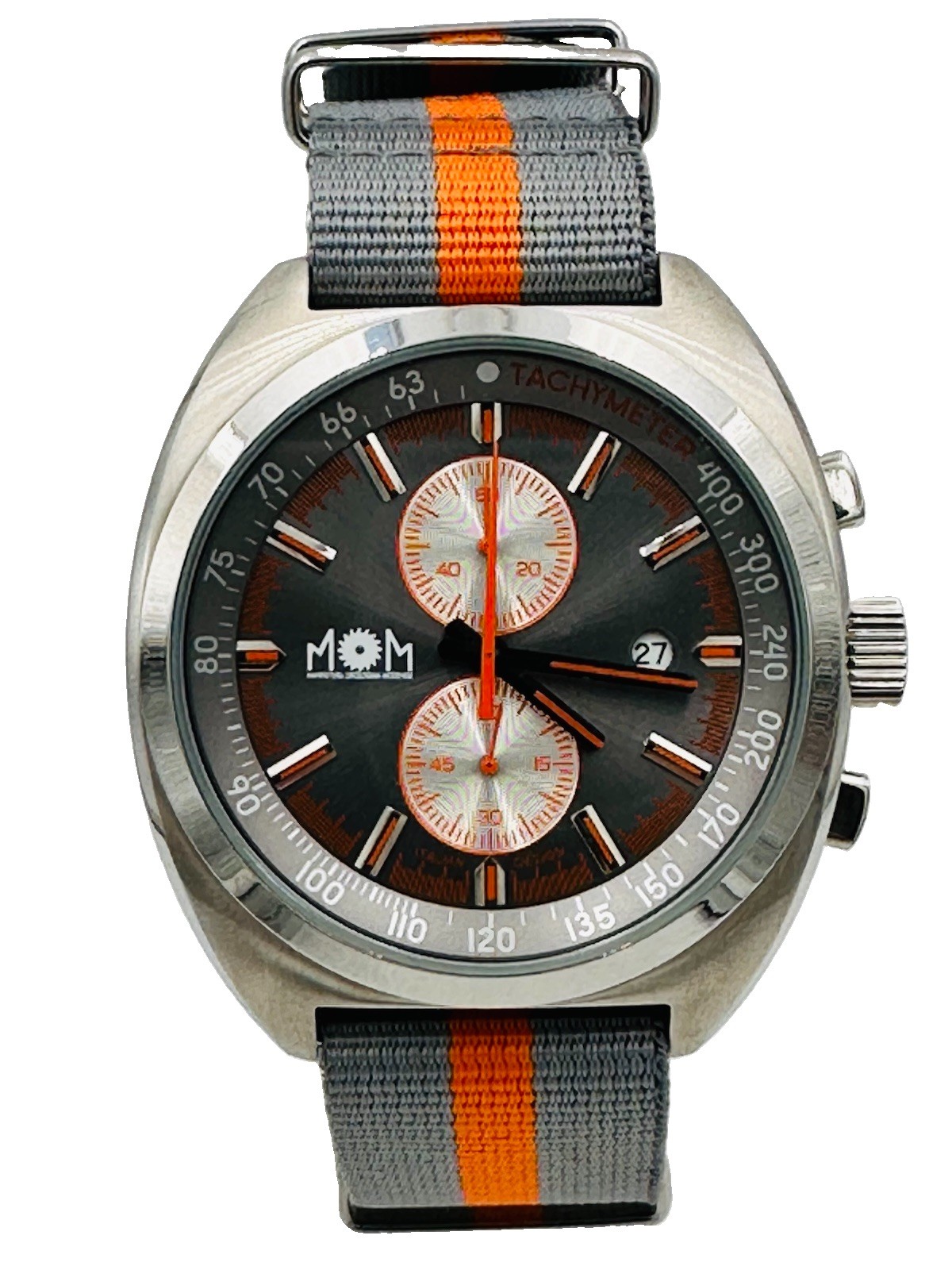 MOM Italy Chrono Steel Watch PM7610GOG/210 45mm Canvas Very Discounted New