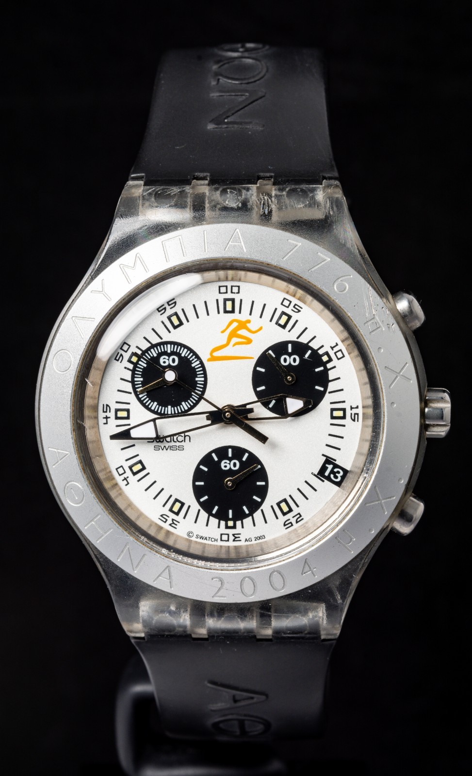 Swatch Athens 2004 Olympic Chronograph Vintage Resin Quartz Men’s Watch–Working