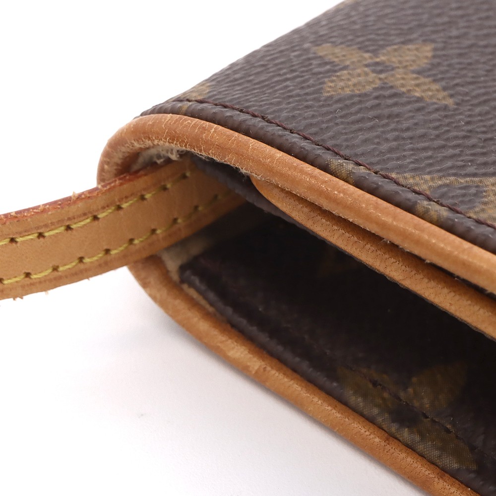 LOUIS VUITTON Monogram Pochette Twin GM M51852 Clutch Shoulder Bag Brown Women