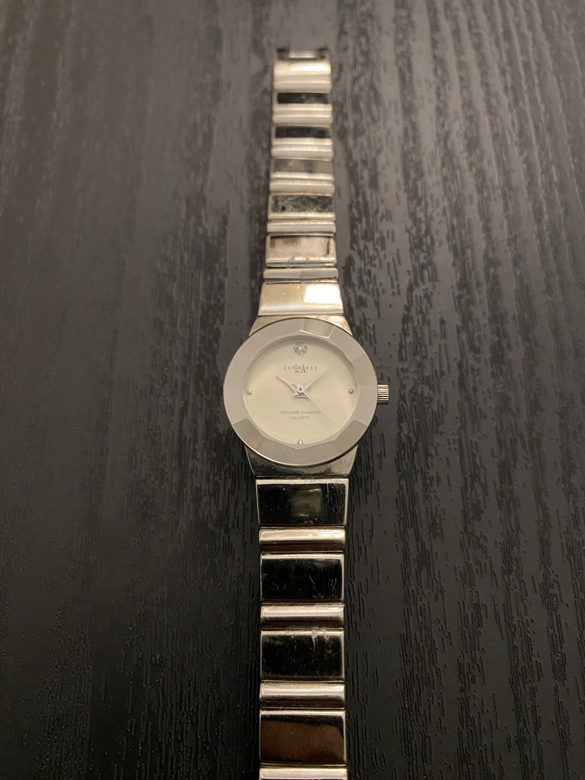 Express Genuine Diamond Women’s Silver Tone Stainless Steel Watch