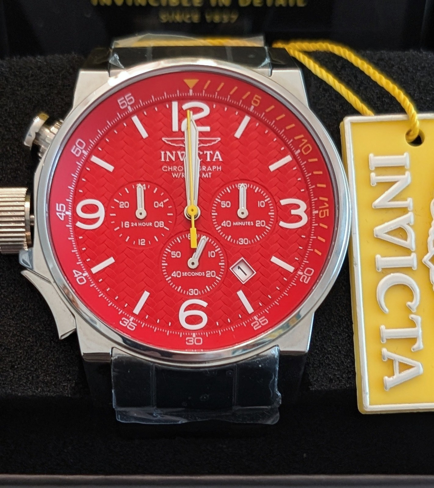 Invicta I-Force (Lefty) Chronograph Red Dial Men’s Watch 20133 SS Bracelet Rare!