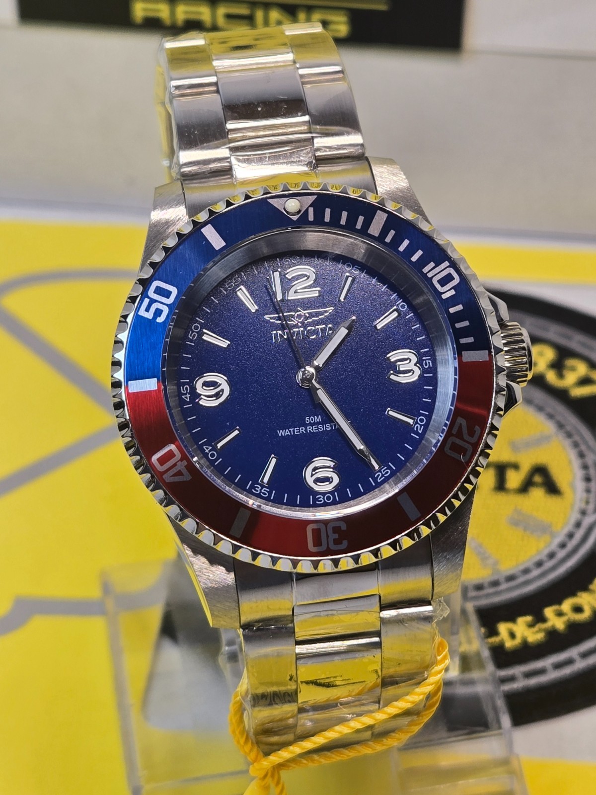 Invicta Specialty Men’s Watch 40mm Steel with Blue & Red Bezel & Blue Dial NEW