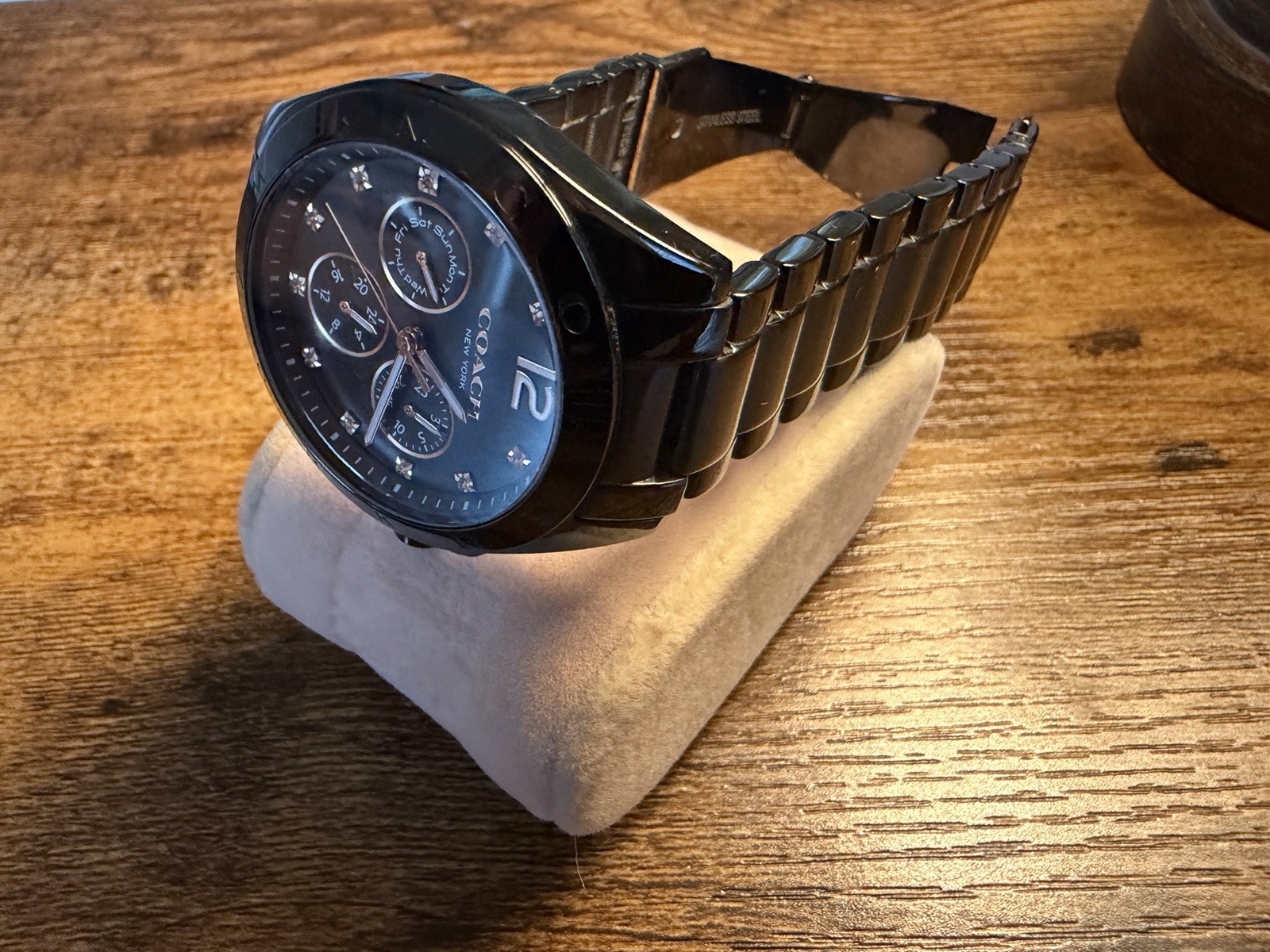 Coach Tristen Black Multi-Function 36mm Dial Crystal Accented Watch