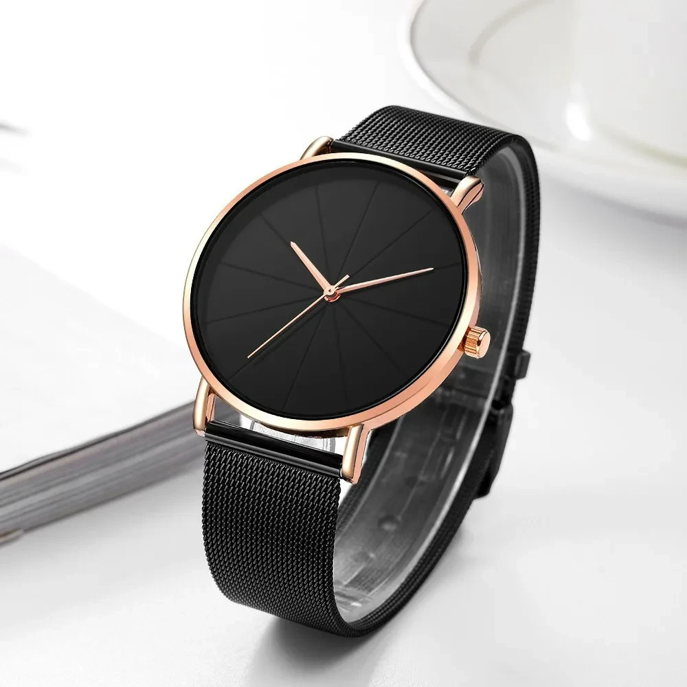 Minimalist Mesh Quartz Watch – Ultra Thin Mens Simple Watches