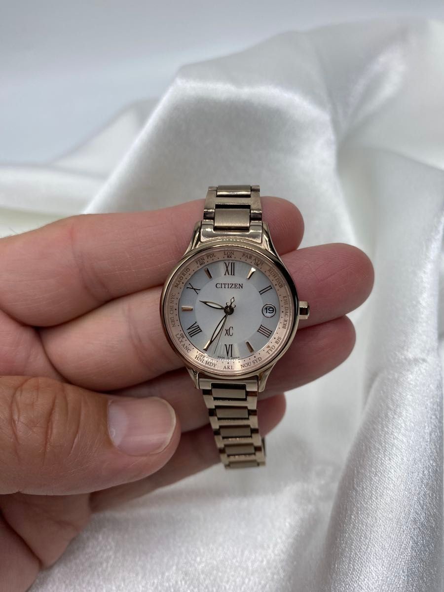 Excellent Condition CITIZEN Eco Drive Cross Sea Roman Radio Solar H246-T024696