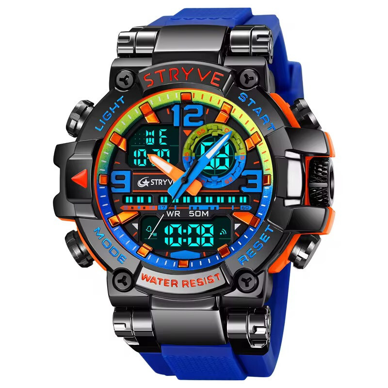 Men Oversize Waterproof Shock Resistant Digital Sport Dual Time WRIST WATCH 55mm