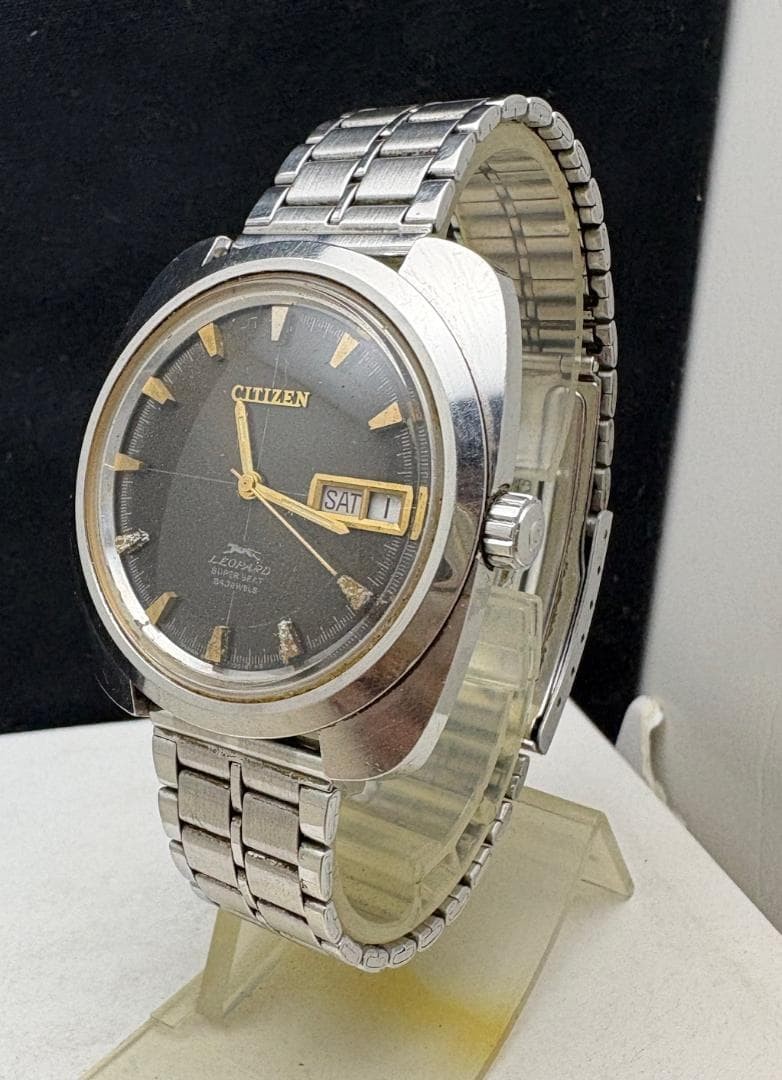 Citizen Leopard Super Beat Auto Watch Working 38mm 18.5cm 7.28in Vintage Japan