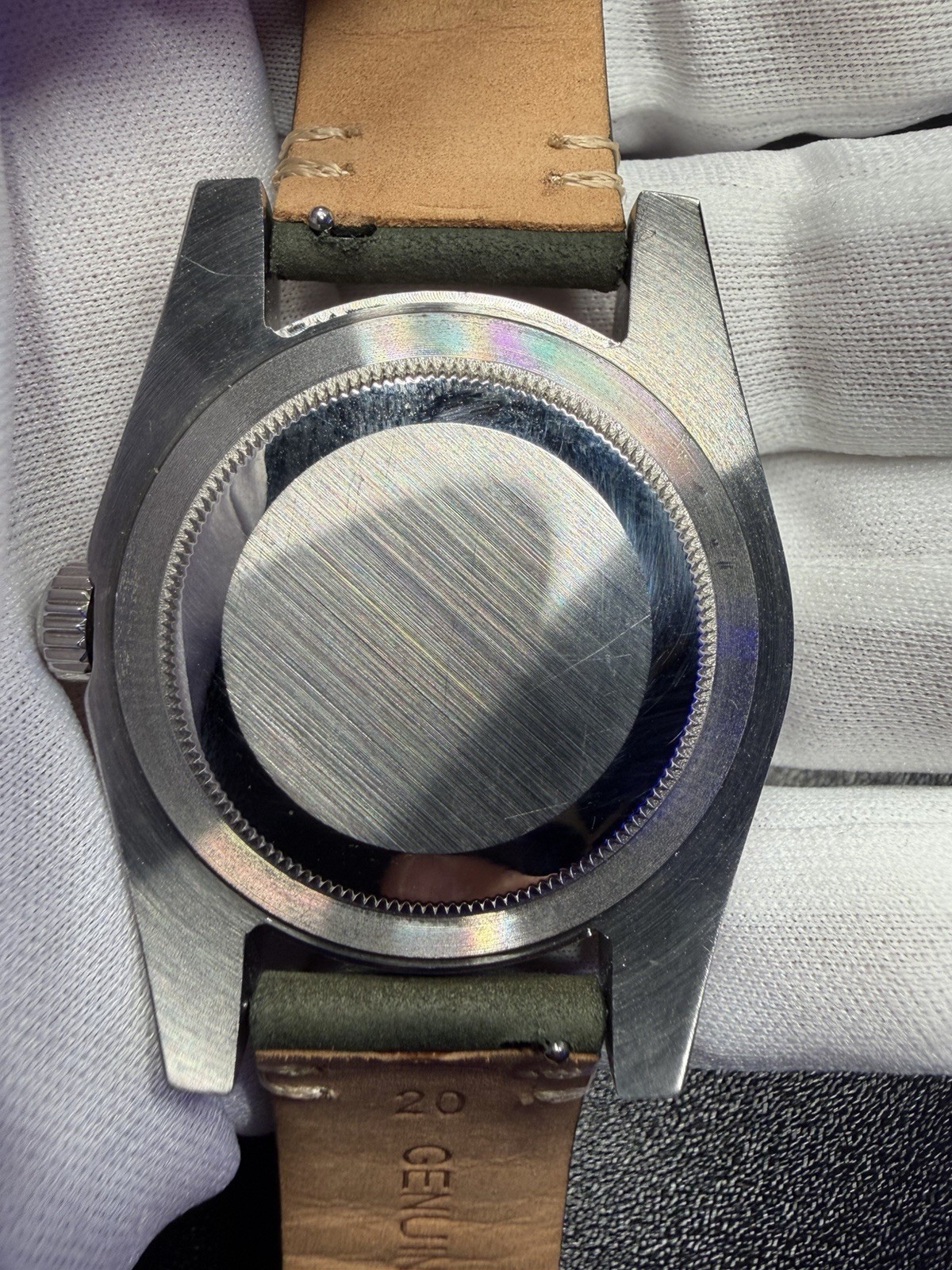 Automatic 40mm Multicolor Puzzle Dial Green Leather Strap