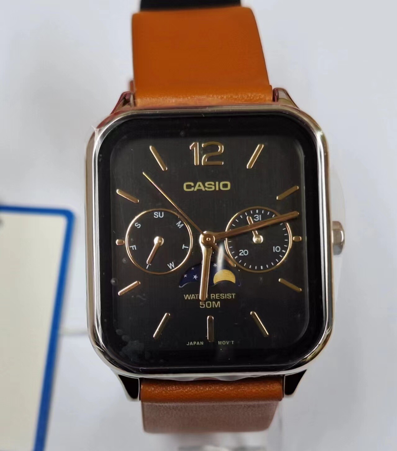 Casio MTP-M305L-1A Moon Phase Quartz Brown Leather Band Men’s Watch MTPM305L1A