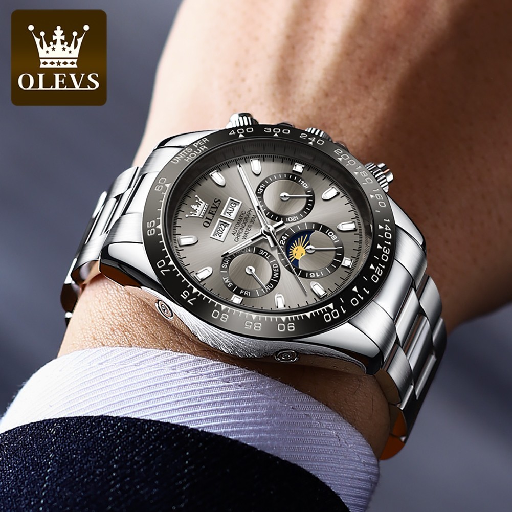 Automatic Mechanical Waterproof Watch Moon Phase Luxury Dial Men’s Men Strap