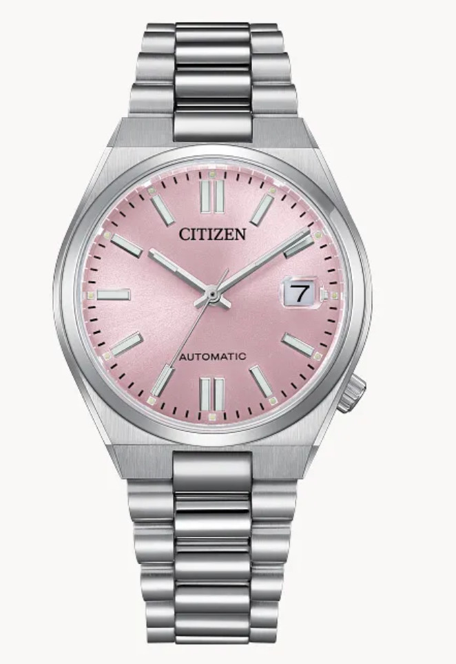 CITIZEN AUTOMATIC TSUYOSA PASTEL PINK DIAL W/ DATE CASUAL FORMAL DRESS WATCH