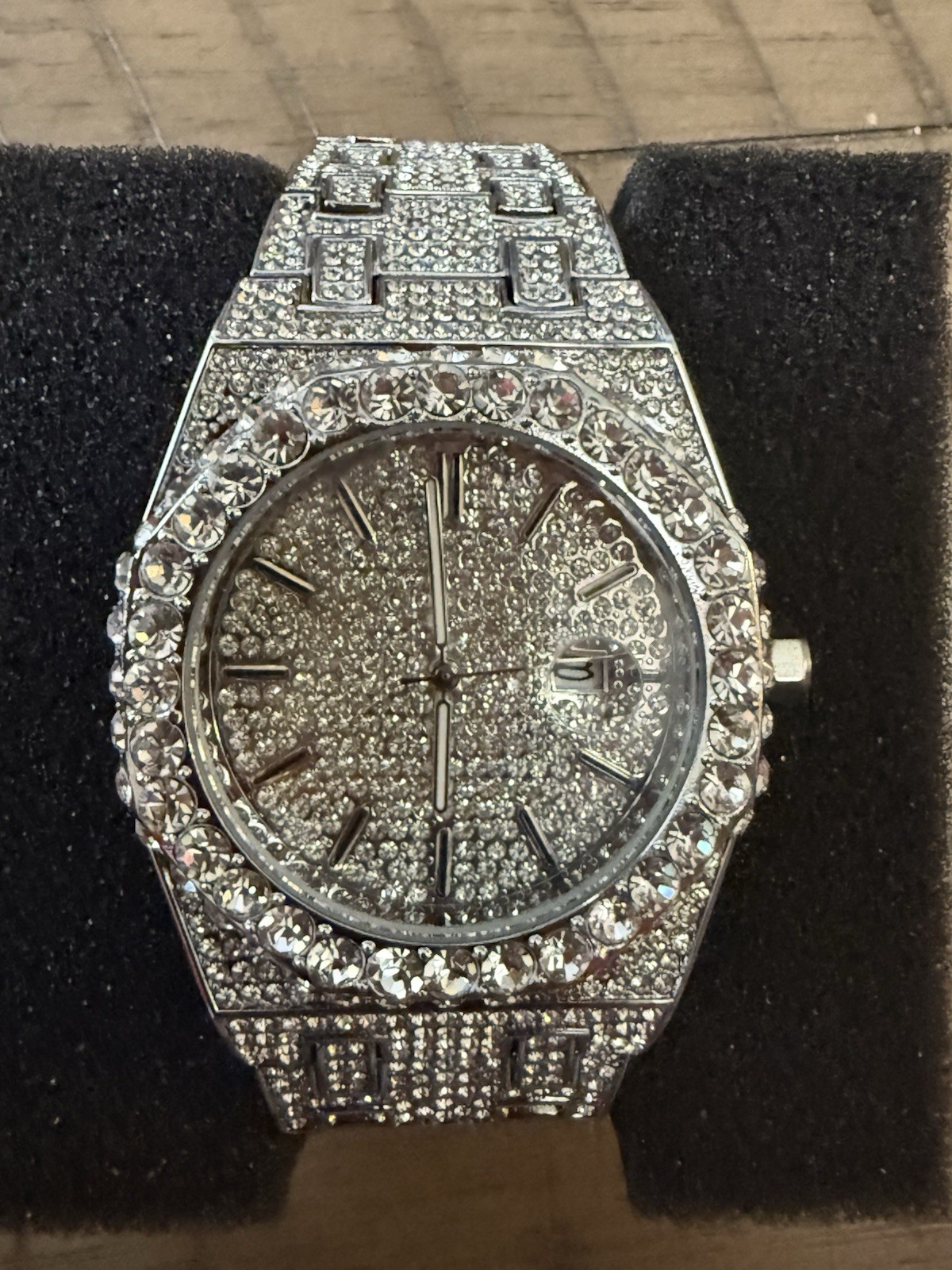 Men’s Fully Iced Out Moissanite Watch. Have Video Of Diamond Test