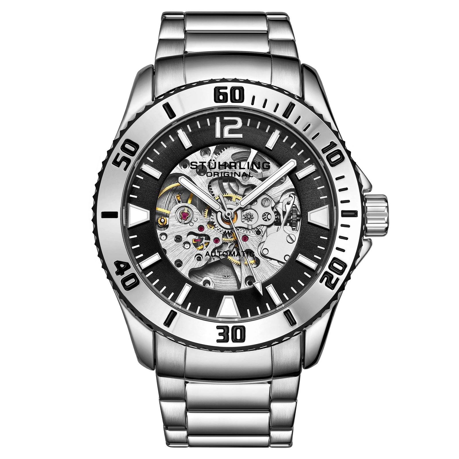 Aquadiver 3963 Silver case/Stainless Steel strap/ Brass Dial | Black Dial Wristw