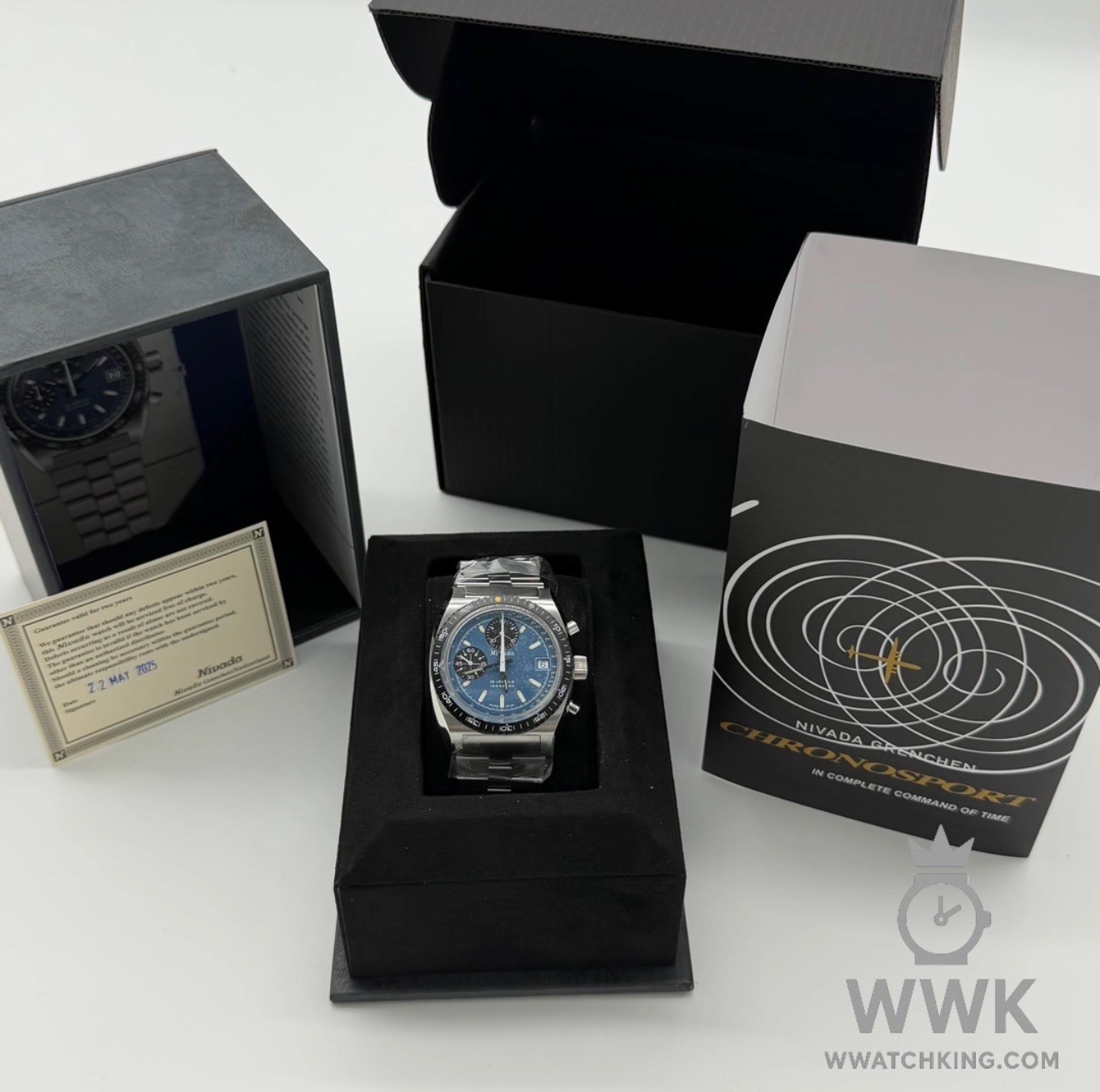 Nivada Grenchen ‘Autochron Blue’ | Ref 77003A45 | Bracelet | Full Set