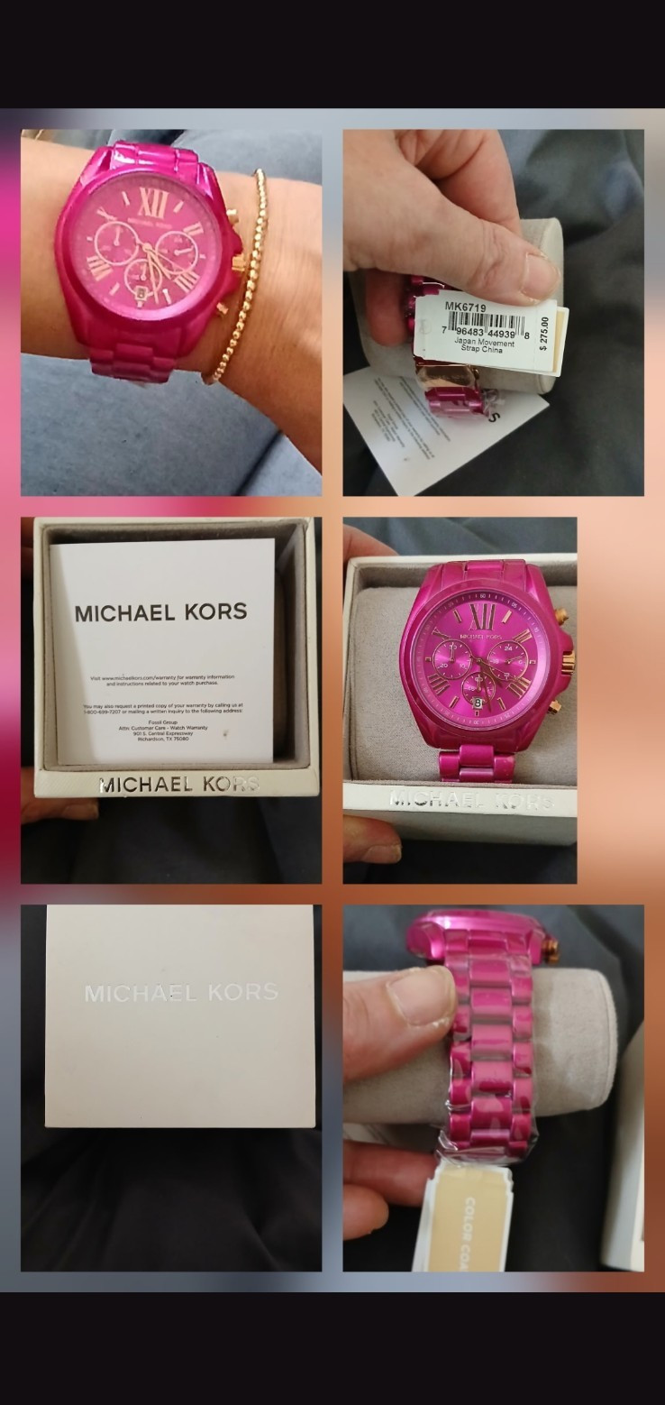 Michael Kors Women’s Pink Quartz Chronograph Date Analog Watch w/ Box Manual