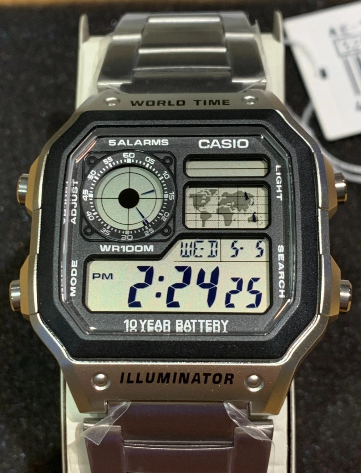 Casio Men’s Illuminator Stainless Steel AE-1200WHD World Time Digital Watch New