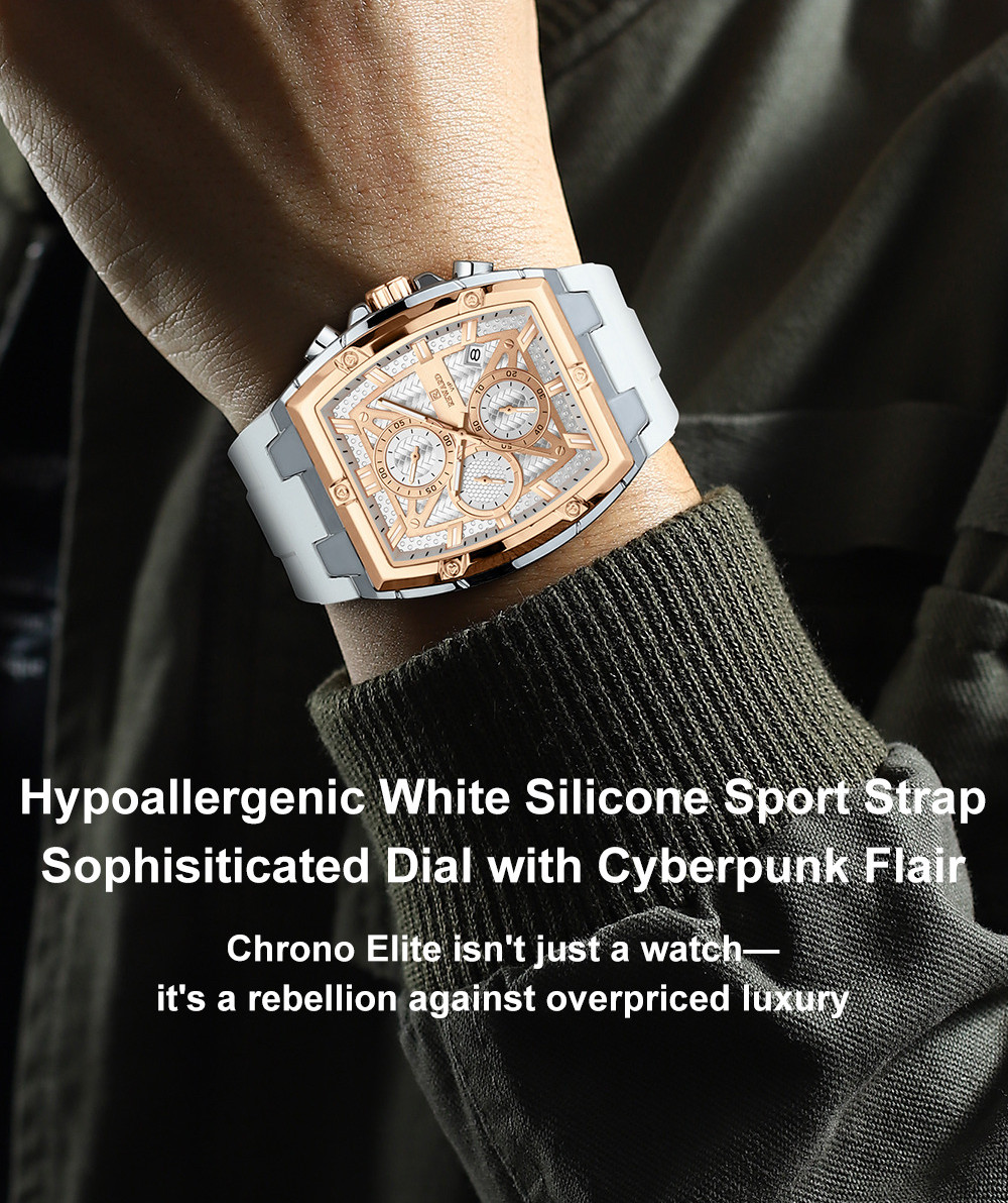 REWARD Men’s Tonneau Multifunction Chronograph Luminous Calendar Quartz Watch