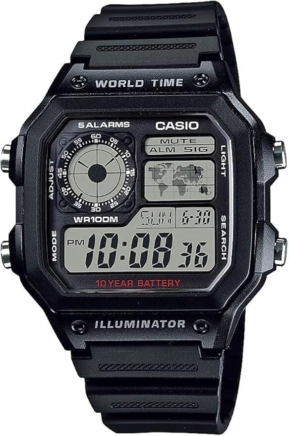 CASIO ROYALE AE-1200WH-1A World Time Digital Watch 100m (10ATM) Japan import