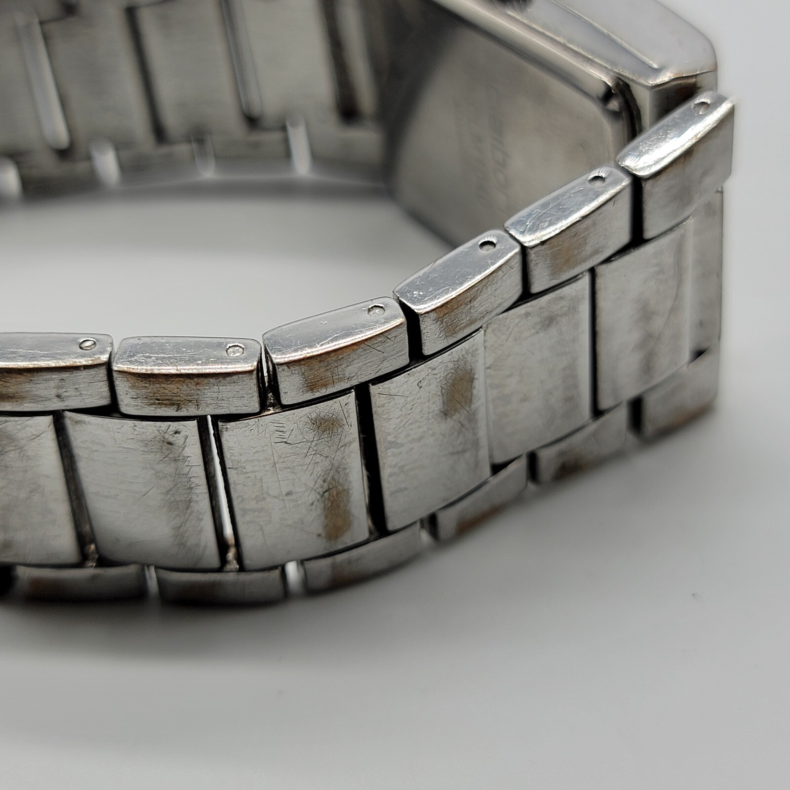 Claiborne Men Watch 30mm Rectangle Dial Date Indicator Silver Tone Band , Runs *