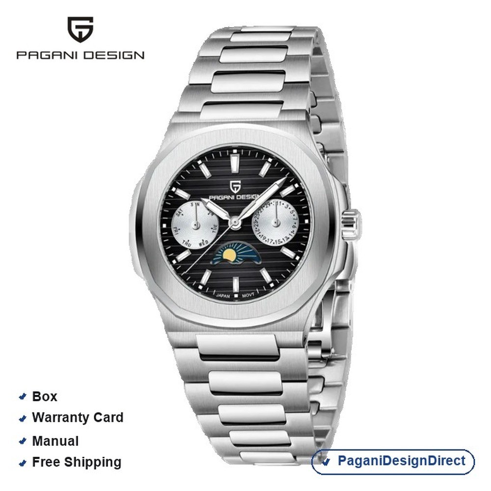 Pagani Design PD-1786 Black Chronograph Rubber Automatic Men’s Watch