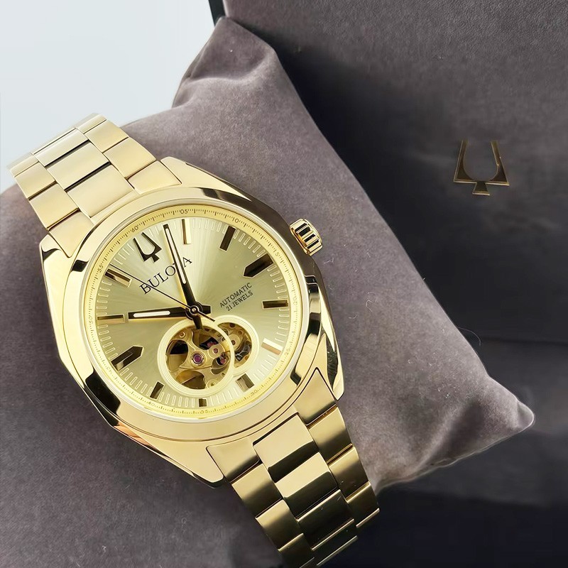 Bulova Surveyor 97A182 Gold Tone Dial Stainless Steel Men’s Automatic Watch 39MM