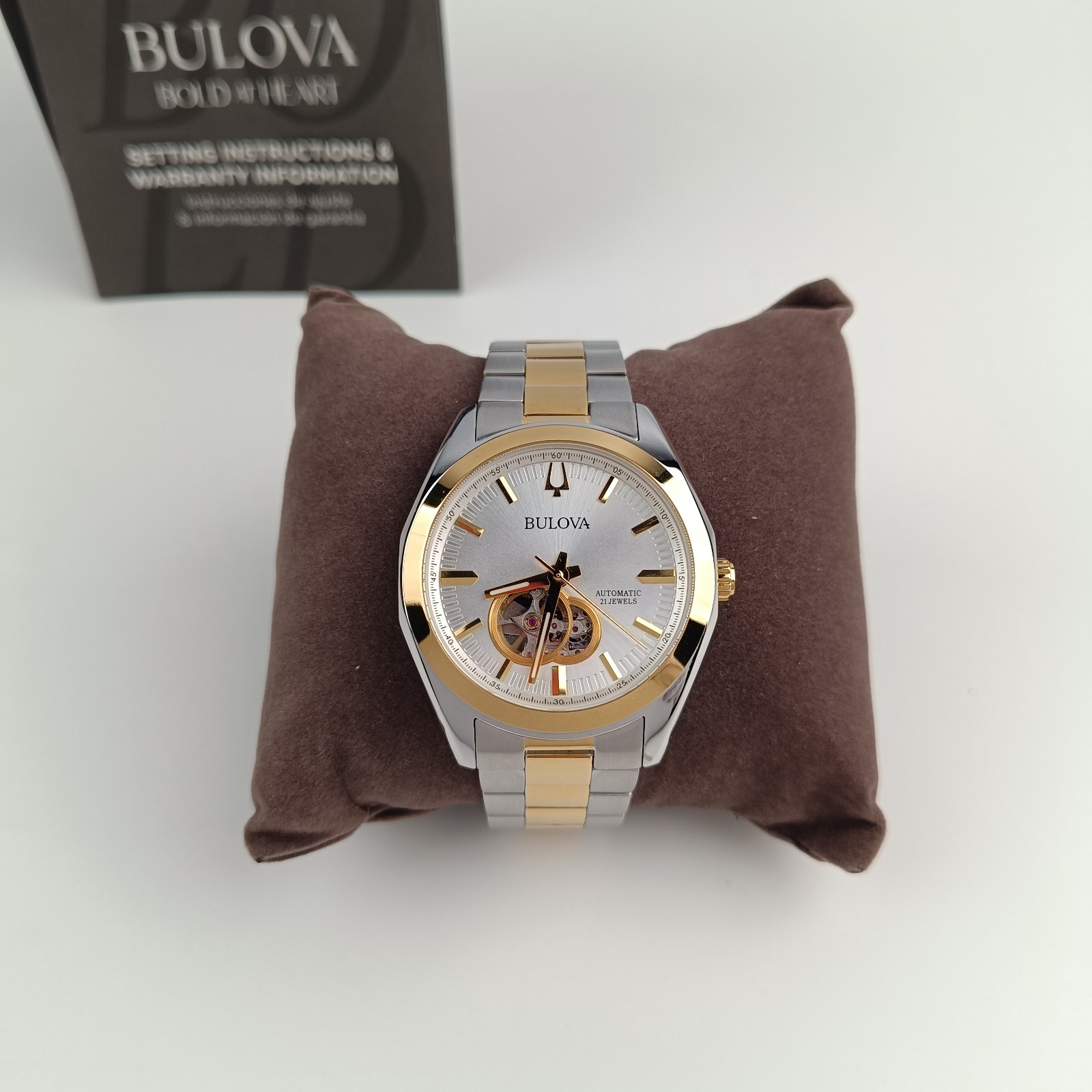 Bulova Surveyor 98A284 Men’s Automatic Watch Silver-Gold Dial Two-Tone Steel