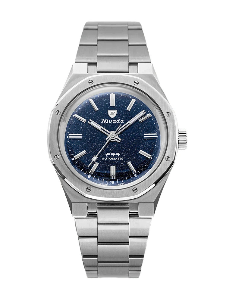 Nivada Grenchen F77 MK I Dark Blue Aventurine 37 mm Automatic Watch Ltd edition